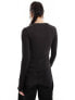 Weekday Fine long sleeve top in black M - фото #3