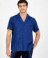ფოტო #1 პროდუქტის Men's Snake Skin Shirt Sleeve Button-Front Satin Shirt, Created for Macy's