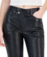 Фото #4 товара Juniors' Asymmetrical-Waist Faux Leather Ankle Jeans