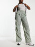 Фото #3 товара Monki straight leg parachute pants in khaki