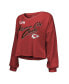 ფოტო #2 პროდუქტის Women's Threads Travis Kelce Red Distressed Kansas City Chiefs Super Bowl LVIII Player Name and Number Cropped Long Sleeve V-Neck T-shirt