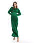 Flounce London Tall satin maxi dress with kimono sleeve in emerald green