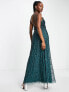 Maya all over sequin halterneck maxi dress in emerald green