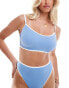 ASOS DESIGN Fuller Bust contrast binding hidden underwire crop bikini in dusty blue