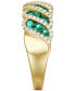 ფოტო #4 პროდუქტის Lab-Grown Emerald (3/4 ct. t.w.) & Lab-Grown White Sapphire (3/8 ct. t.w.) Diagonal Row Statement Ring in 14k Gold-Plated Sterling Silver