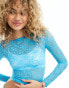 Фото #1 товара COLLUSION lace slash neck long sleeve top in blue