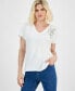 ფოტო #1 პროდუქტის Petite Cotton Embellished-Patch T-Shirt, Created for Macy's