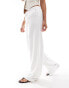 Фото #5 товара Stradivarius Petite linen look pull on trouser in white