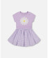 Girl Crinkle Dress With Applique Vichy Lilac - Child