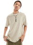 ASOS DESIGN relaxed towelling t-shirt with chest embroidery in beige