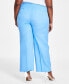 Фото #2 товара Plus Size Jillian Linen-Blend High-Rise Wide-Leg Pants