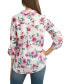 Фото #2 товара Juniors' Floral-Print Roll-Sleeve Button-Up Blouse