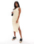 Vila Petite Premium racer neck midi dress in yellow stripe