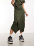 Фото #5 товара COLLUSION exposed seam wrap midi skirt in khaki