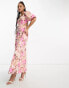 Фото #1 товара Forever New long sleeve maxi dress in leopard pink floral