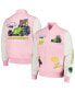 Men's Pink/White The Simpsons Racing Full-Zip Varsity Jacket