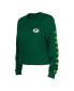 ფოტო #3 პროდუქტის Women's Green Green Bay Packers Thermal Crop Long Sleeve T-shirt