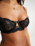 Фото #4 товара Ann Summers Rogue Heart PU embroidered non padded balcony bra with hardware detail in black