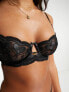 Фото #7 товара Ann Summers Rogue Heart PU embroidered non padded balcony bra with hardware detail in black