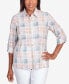 Фото #1 товара Petite Classic Neutral Plaid Button Down Top