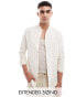 ASOS DESIGN smart linen shirt with mandarin collar in ecru