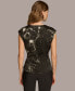 Фото #2 товара Donna Karan Women's Printed Cap-Sleeve V-Neck Blouse