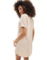 Фото #3 товара JDY oversized bowling shirt dress in mushroom