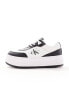 Calvin Klein Jeans bold flatform trainers in black & white