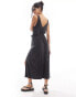 Фото #4 товара & Other Stories sleeveless midi dress with v neckline and front split in black