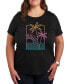 ფოტო #1 პროდუქტის Trendy Plus Size Neon Palms Graphic T-Shirt