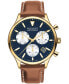 ფოტო #1 პროდუქტის Men's Heritage Calendoplan Swiss Quartz Chronograph Cognac Genuine Leather Strap Watch 43mm