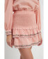 Фото #2 товара Women's Floral Embroidered Smocked Mini skirt