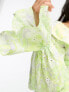 Фото #3 товара ASOS LUXE floral broderie co-ord top in lime green