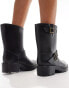 Glamorous biker wellies in black