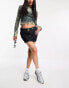 Фото #8 товара COLLUSION Y2K slub denim mini skirt in indigo