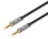 Manhattan Stereo Audio 3.5mm Cable - 1m - Male/Male - Slim Design - Black/Silver - Premium with 24 karat gold plated contacts and pure oxygen-free copper (OFC) wire - Lifetime Warranty - Polybag - 3.5mm - Male - 3.5mm - Male - 1 m - Black - Silver