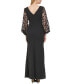 Фото #2 товара Women's 3D Floral-Sleeve Boat-Neck Gown