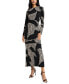 Women's Printed Long Sleeve Maxi Dress Черный/Кремовый, 2 - фото #1