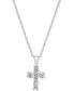 ფოტო #1 პროდუქტის Diamond Baby Cross 18" Pendant Necklace (1/5 ct. t.w.) in 14k White, Yellow or Rose Gold
