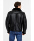 ფოტო #4 პროდუქტის Men's Black Leather Jacket, Wool