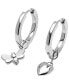 ფოტო #1 პროდუქტის Signature Multi Charm Silver-Tone Huggies Earring Set