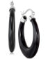 ფოტო #1 პროდუქტის Onyx (30mm) Hoop Earrings in Sterling Silver