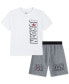 ფოტო #1 პროდუქტის Little Boys Rise Graphic T-Shirt & French Terry Shorts, 2 Piece Set