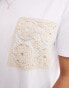 In The Style x Perrie Sian crochet pocket detail t-shirt in white