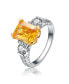 Фото #1 товара Sterling Silver Clear and Yellow Cubic Zirconia Emerald Cut Ring