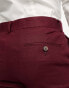 Фото #4 товара ASOS DESIGN slim linen mix suit trouser in burgundy