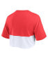 ფოტო #2 პროდუქტის Women's Red, White Kansas City Chiefs Boxy Color Split Cropped T-shirt