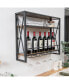 Фото #1 товара 3-Tiers Industrial Wall Mounted Wine Rack with Glass Holder and Metal Frame