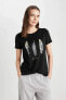 Kadın T-shirt Siyah C2110ax/bk81