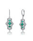 ფოტო #1 პროდუქტის Sterling Silver Colored and Clear Round Cubic Zirconia Leverback Drop Earrings